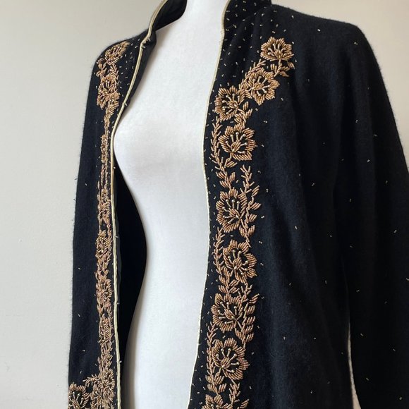 Vintage Wool Sweater Jacket with Gold Detail Size 42 - Picture 3 of 3
